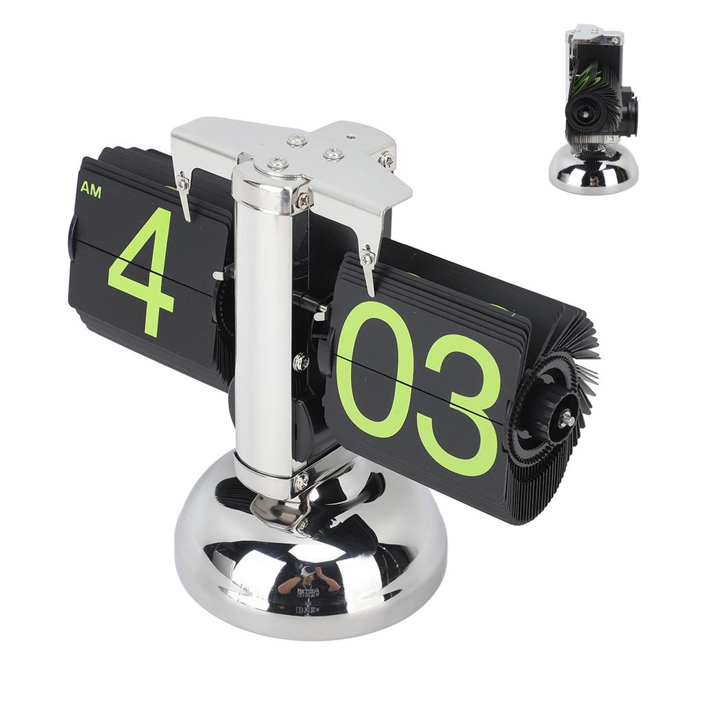 European Style Retro Digital Flip Down Clock 304 Stainless Steel Auto Mechanical Digital Flip Desk Clock for Home