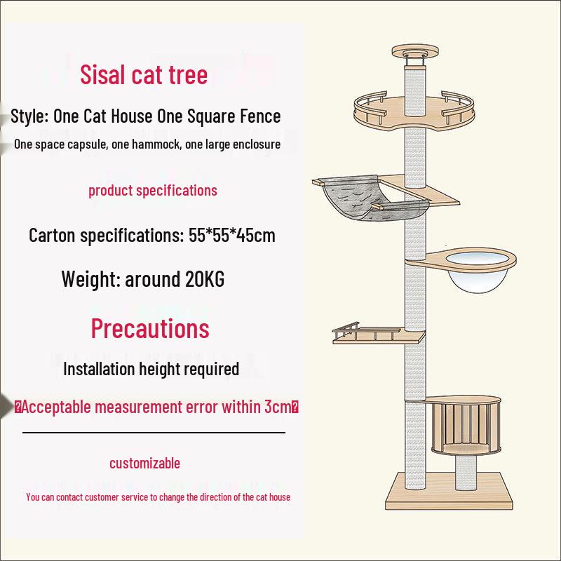 Solid Wood Cat Condo & Bed with Integrated Tree and Space-Saving Design for Large and Small Cats