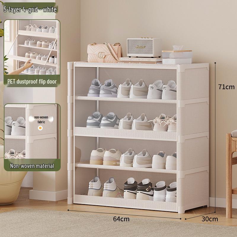Sturdy Multi-layer Shoe Rack with Dustproof Transparent Shelves, Ideal for Home or Dorm.