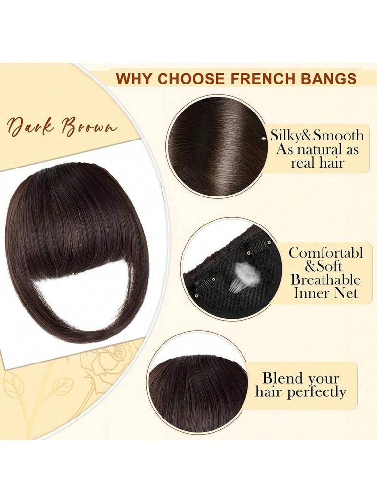 Frange synthétique en épingle à cheveux Frange fine de 10 pouces avec favoris pour franges quotidiennes pour femmes