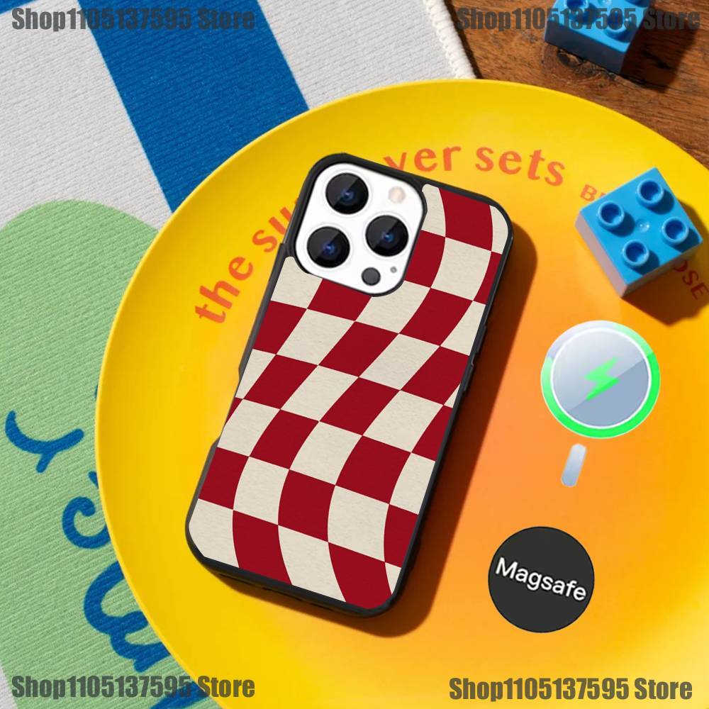 Checked chess board lattice Phone Case For iPhone 17,16,15,14,13,12,11,Pro,Max,Plus,Mini Magnetic Magsafe Wireless Charging