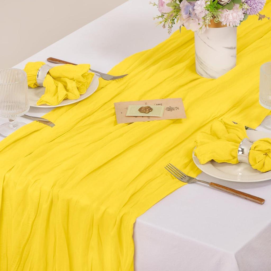 Bali Garn Krepp Tischläufer für Hochzeiten & Veranstaltungen - Plissierte Gaze Polyester Serviette