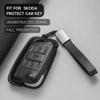 KTDJ9 Leather Car Key Cover Case Protection Shell Keychain For Skoda Octavia A5 kodiaq Fabia Scala Karoq Superb Kamiq Rapid Yeti