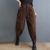 Pantaloni Harem in Velluto a Coste Viola Ispessiti Foderati in Pile da Donna per Donne di Mezza Età Stile Invernale Pantaloni Peonia della Mamma