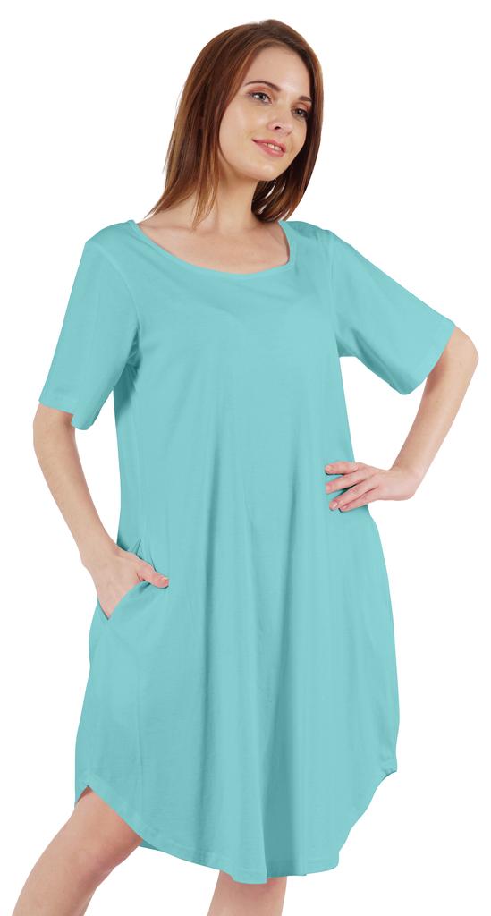 Inkmeso Noční košile pro ženy s krátkým rukávem W Noční košile s kulatým výstřihem Jersey tunika