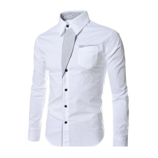 Herren Farbblock Streifen Slim Fit Langarm Button Down Kragen Hemd Top