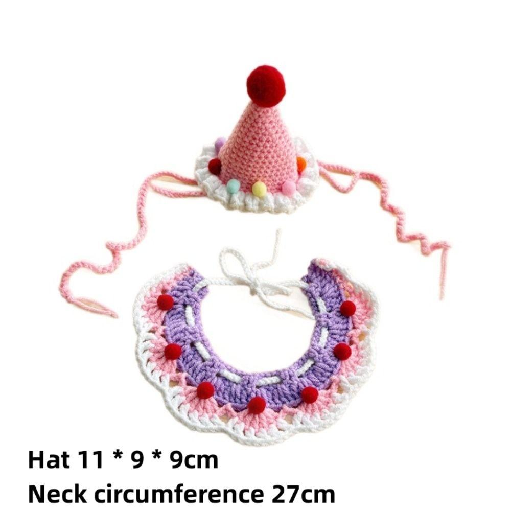 Cute Cat Birthday Hat Pet Birthday Party Dog Accessories New Dog Neck Set for Small Dogs Puppy