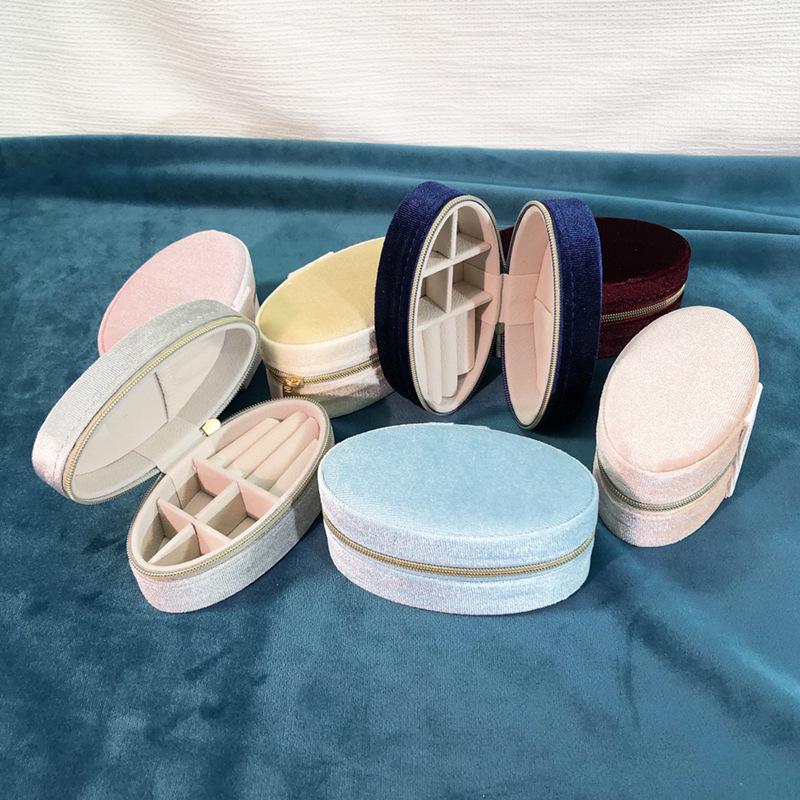 Korean Velvet Goose Egg Jewelry Box: Cross-Border Oval Design, Portable, Multi-Purpose, Ideal for Travel and Gifts