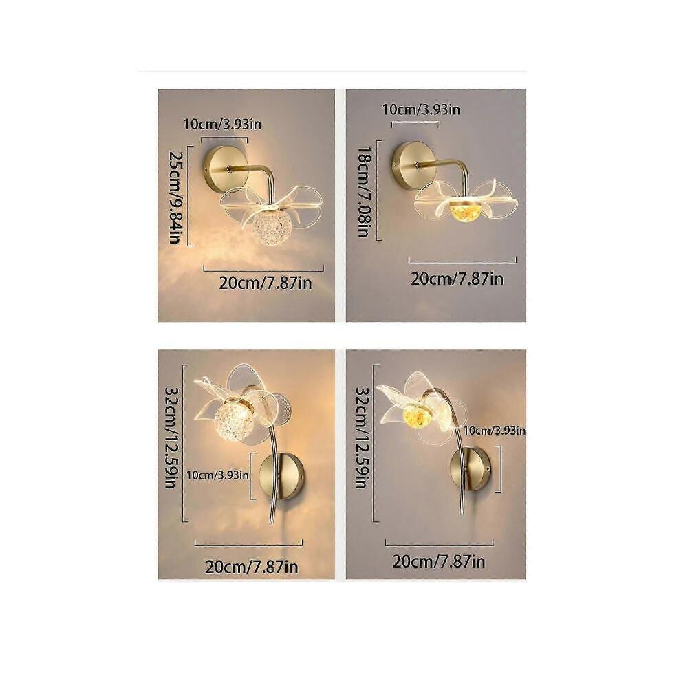 (Style 1206) Gold Wall Sconce Flower Wall Lamp Bedroom Foyer Indoor Wall Light Flower-Shaped Split Design Wall Lamp