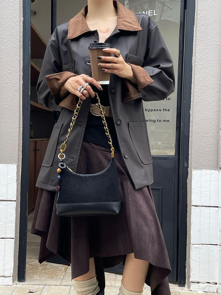Autumn Luxury Versatile Women's Suede Chain Crossbody Handbag
