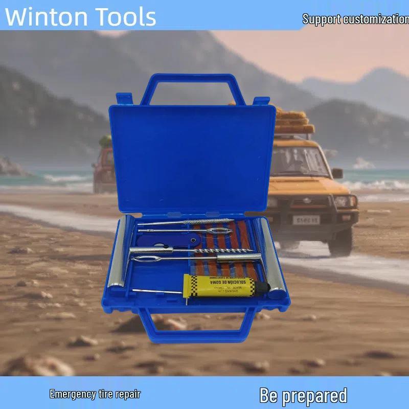 12pc Tire Repair Tool Set with Blue Box – Quick and Essential for Outdoor Emergencies