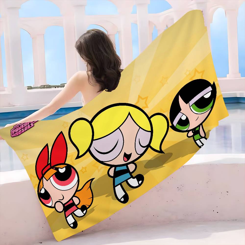 Anime P-Powerpuff-GirlS Beach Towel Colorful Bath Towels for Girl Microfiber Quick Dry Custom Sand Free Beach Yoga Spa Gym Pool