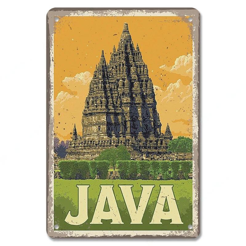 Famous City Landscape Posters Vintage Metal Signs Budapest Malta Sydney Tin Plate Retro Home Wall Art Decor Room Decoration