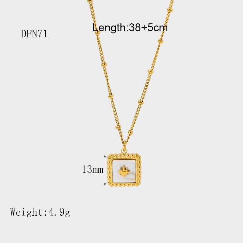 Ins Light Luxury Peach Heart White Fritillary Pendant Necklace Women's Stainless Steel Geometric Plated 11k Gold Niche Waterproof Jewelry