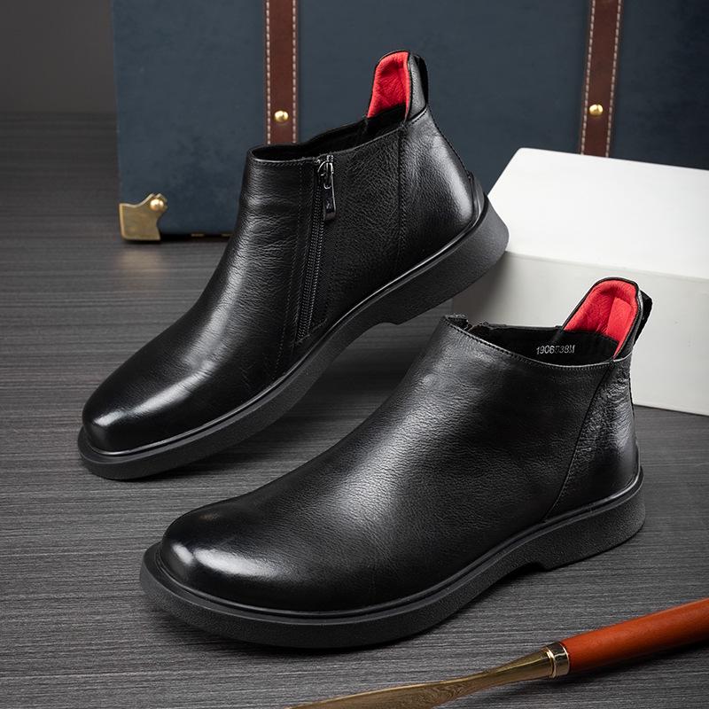 Herren High-Top Chelsea Martin Stiefel: Britischer Stil, Winterfest, Samtgefüttert, Leder.