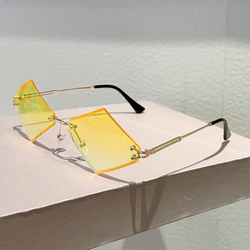 Rimless Lozenge Sunglasses  New In Stylish Gradient Sun Glasses Men Women Trendy Vintage Brand Design Casual Shades