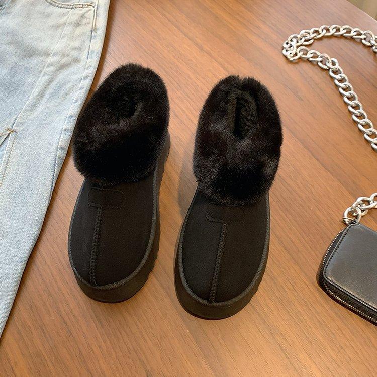 

Модные женские зимние ботинки на толстой подошве, новые, бархатные, утепленные, короткие ботинки, нескользящие 35 чёрный