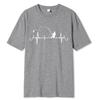 Cotton Oversize Tee Fishing Heartbeat Novelty Funny T Shirt Hip Hop Tshirt Streetwear T-Shirt Harajuku Shirt Shirt Male