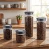 Glass Vacuum Coffee Canisters Transparent Coffee Beans Storage Bottle  Grain Storage