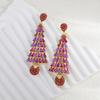 Christmas Tree Earrings With Tassels For Women Holiday Party Decor