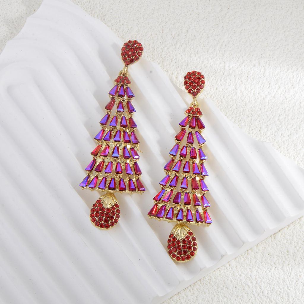 Christmas Tree Earrings With Tassels For Women Holiday Party Decor