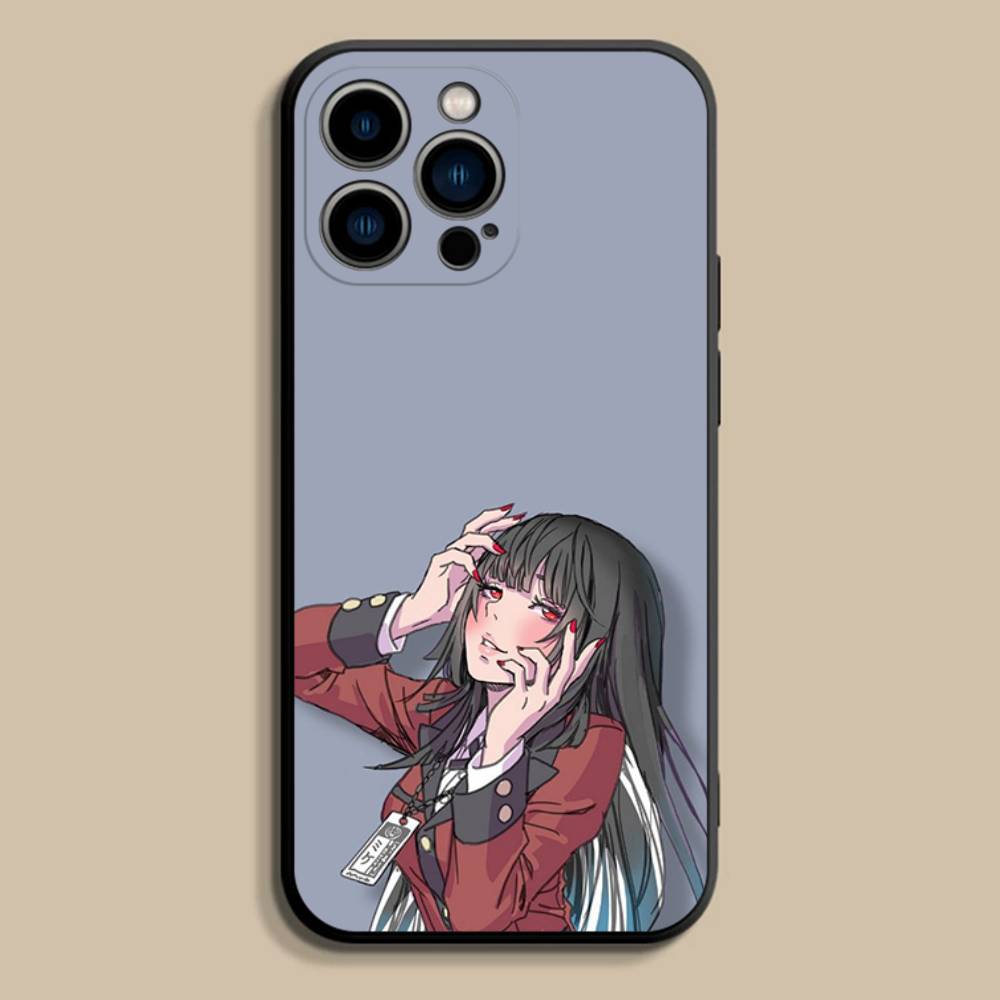 J-Jabami Y-Yumeko Anime Phone Case For iPhone 17,16,15,14,13,12,Pro,Max,Plus,E,SE4,Air,Mini Black Soft Cover