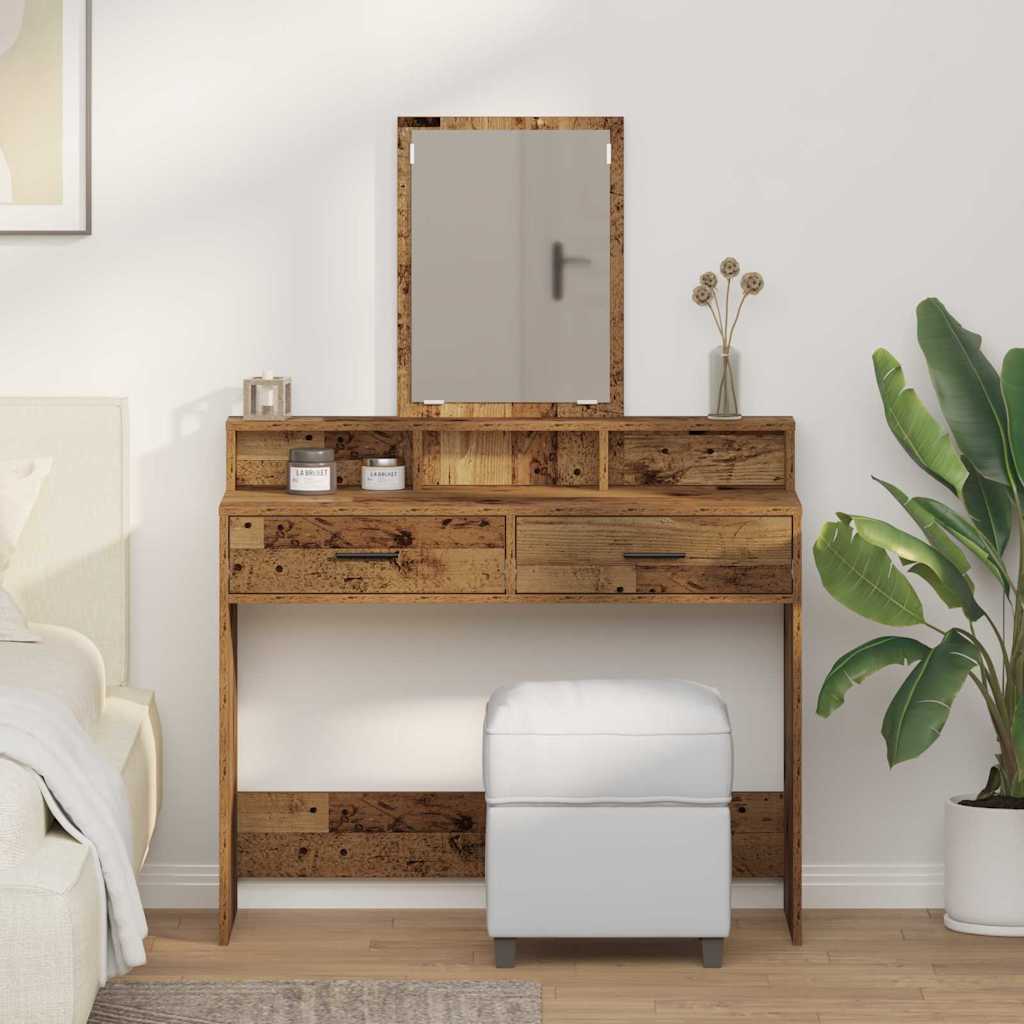 Vintage style Makeup Table with Shelf 100 x 41 x 140 cm Wood Based Material