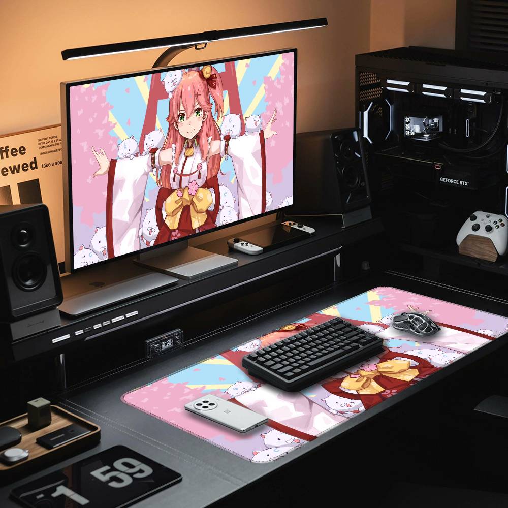 Hololive Sakura Miko Game Anime Mouse Pad Rubber Thicken Overlock Gaming Table Mat Office Computer Keyboard Pad PC Mousepad