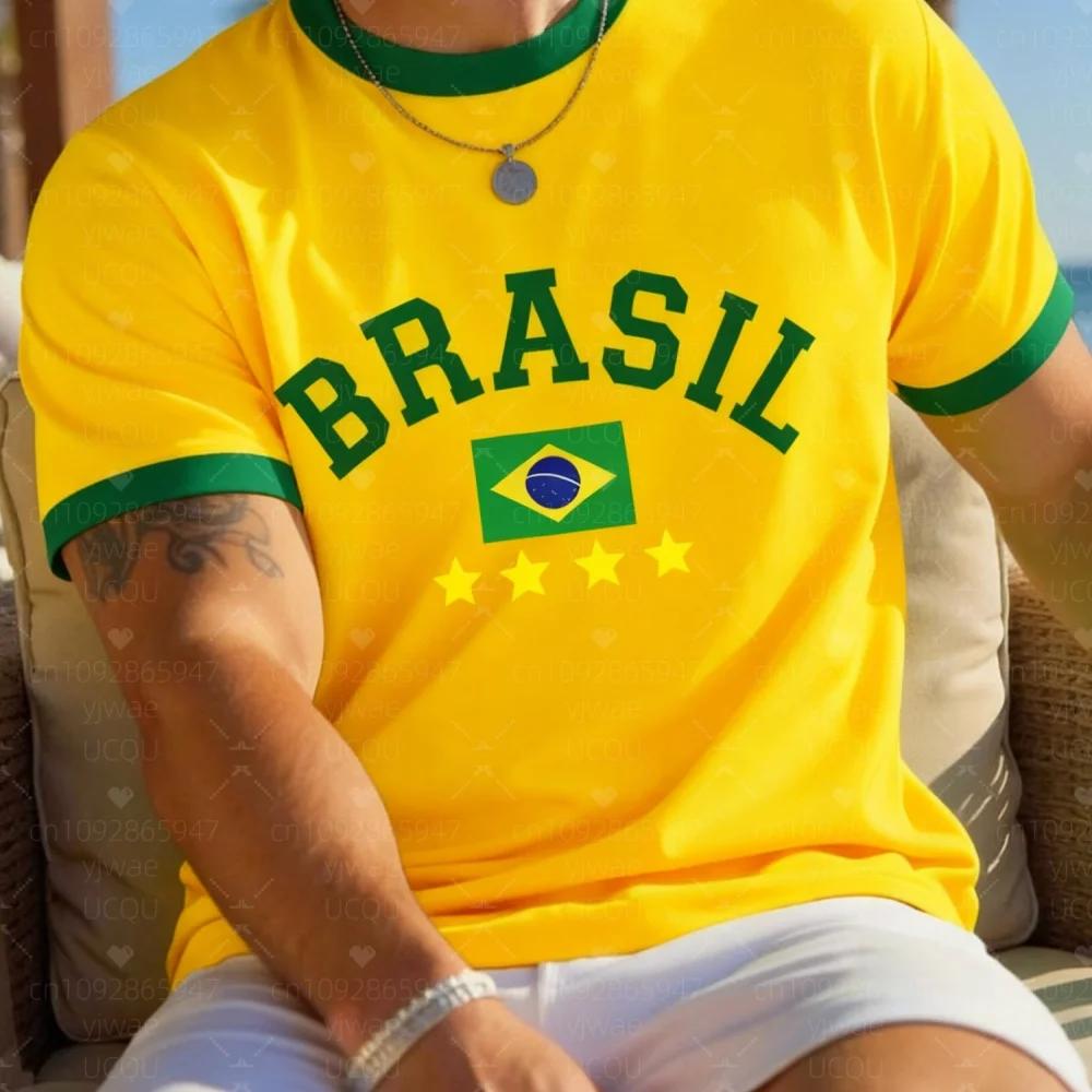 Chengyu19861314-1 Braziliaanse Vlag 3D Geprint T-shirt Zomer Casual Ronde Hals Korte Mouwen Top Modieuze Heren Sport Pullover L