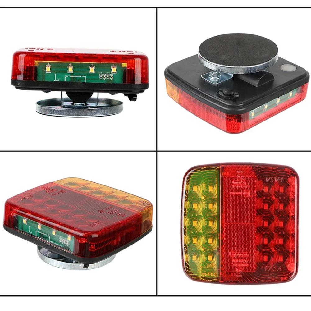 Wireless Reflective Lens Truck Taillights Brake Lights LED Trailer Rear Tail Turn Signal Lamp Caravan Camper Lorry Rechargeable