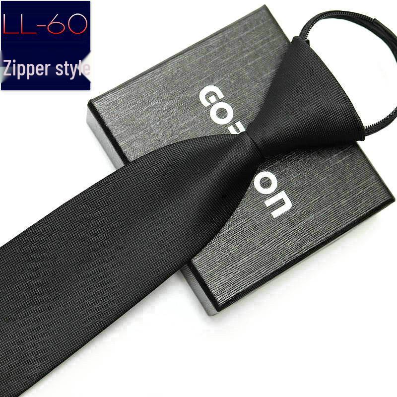 Men's No-Iron Zipper Striped Formal Tie with Logo, 8cm