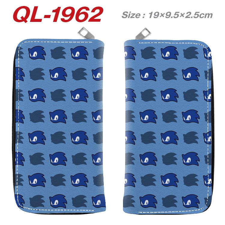 Sonic PU Zip Long Wallet Anime Hedgehog Handbag Clutch Card Holder Coin Purse Blue 1pcs
