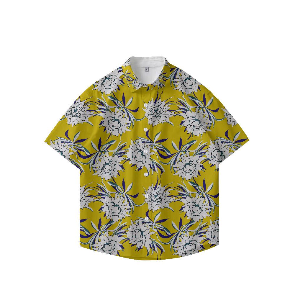 Summer 3D Printed Short Sleeve Flower Shirt Men'S Vintage Hawaiian Beach Casual Loose Men'S Large Size Shirt