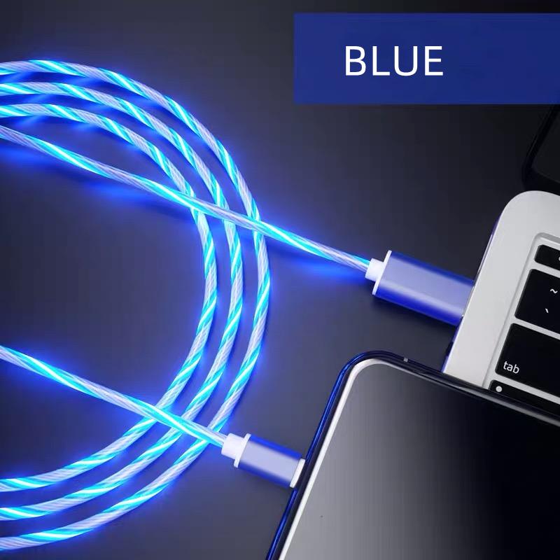 Flow Luminous USB Type C Cable 3A Fast Charging Data Cord for Samsung Xiaomi OPPO  IPhone Charger Micro USB Wire LED Cable