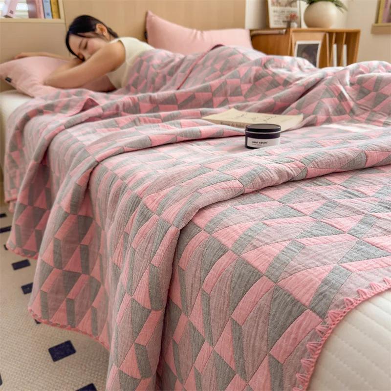 2025 cotton three-layer gauze multi-functional towel quilt pure cotton blanket office lunch break blanket 150x200cm 1pcs