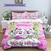 Diddl Custom Name Pattern Bedding,Quilt Set Quilt Cover Pillowcase Home Birthday Gift(1 * Duvet Cover + 2 * Pillowcase, Without Core)