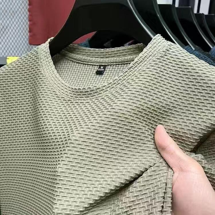 Maglietta Da Uomo Traspirante In Maglia Waffle A Manica Corta, TopTinta Unita, Vestibilità Regolare,  T-shirt Atletica