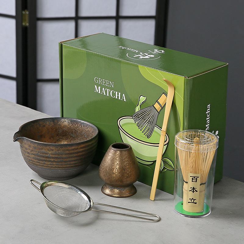 

Ceramic matcha set tea set tea set cross-border matcha bowl tea lid set Japanese tea cup matcha powder mixer