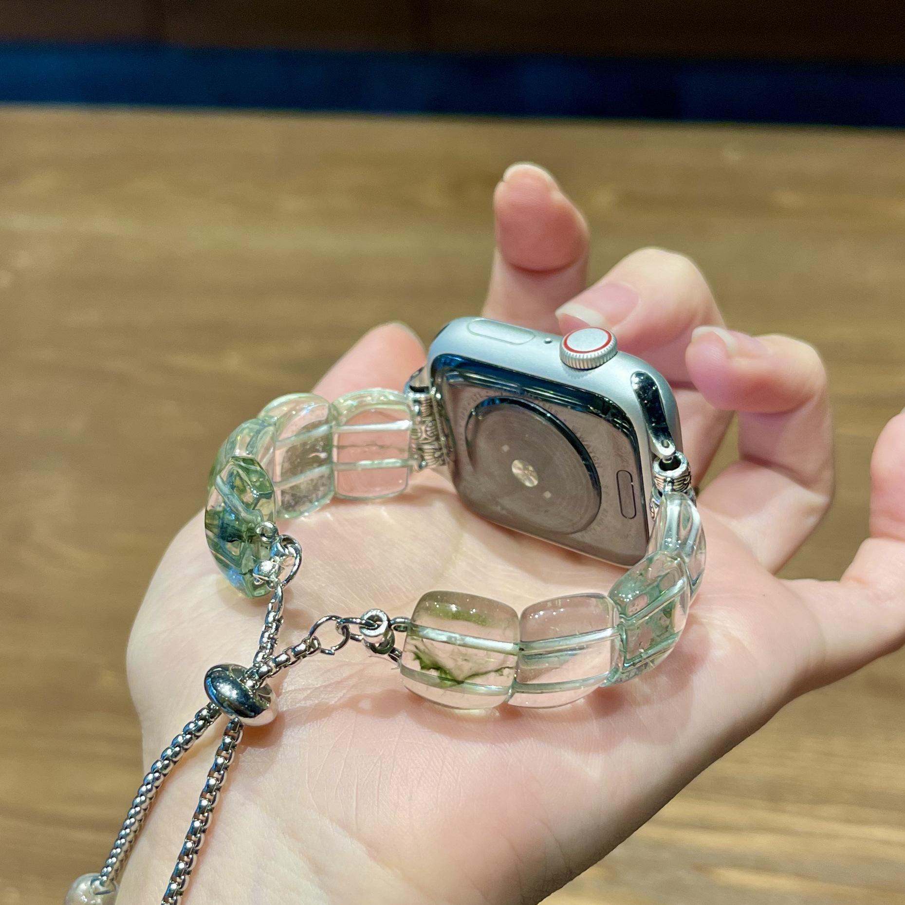 

Ремешок для умных часов для Apple Watch S9/8/7/6/5/4/3/2/1/se/Ultra, регулируемый браслет из смолы, летний кристалл для леди, девочек, женщин, 49 мм, 45 мм, 44 мм 38/40/41mm