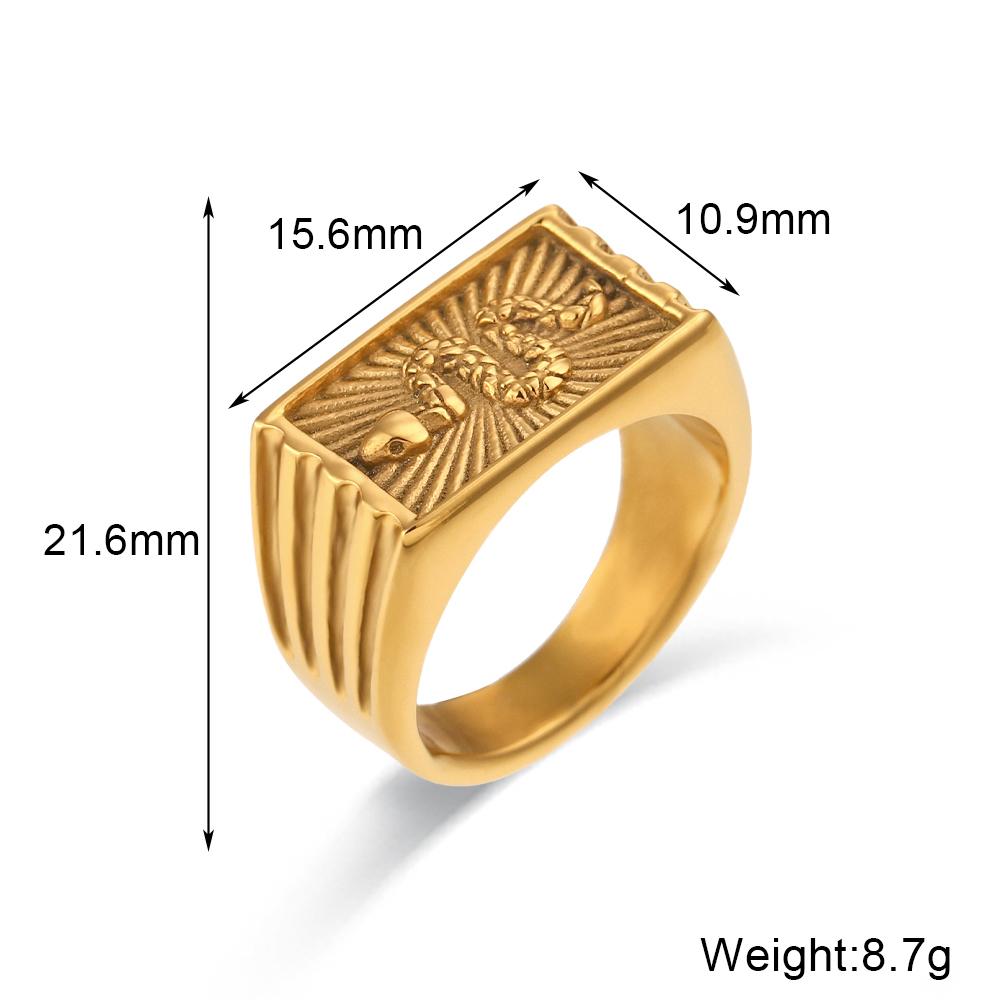 

MamacitaSlay Vintage 316L Stainless Steel Square Snake Ray Pattern Rings 18K Gold Plated Waterproof Jewelry Woman Luxury Jewelry 6 золотой
