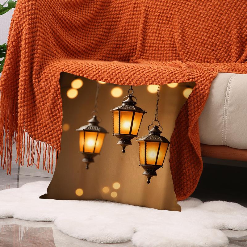 Gold Printed Pillow Case Atmosphere Decoration Oil Lamp Seat Cushion Living Room Home Sofa Pillow
