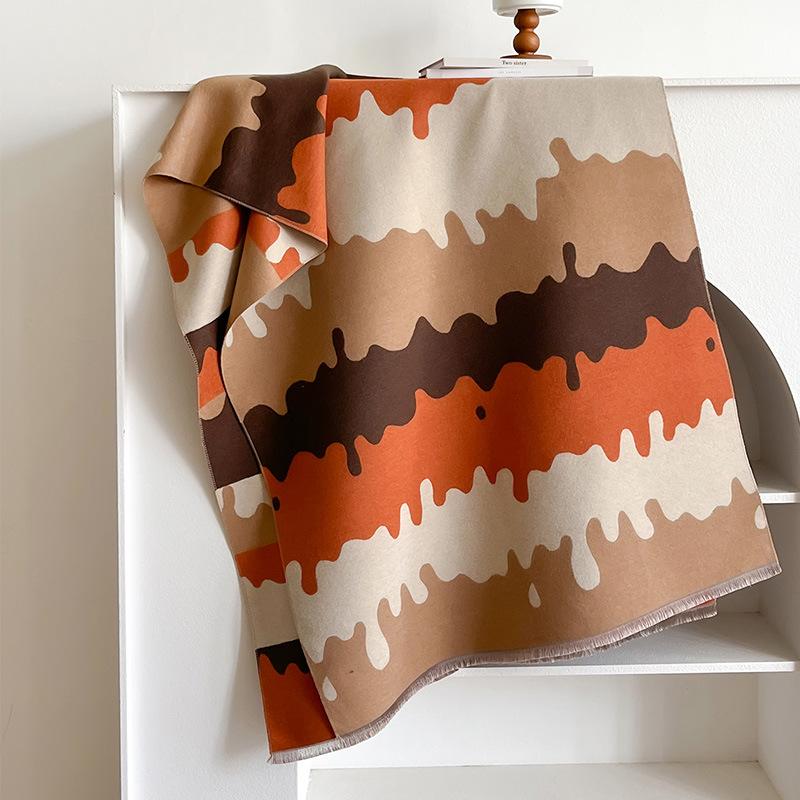 Contrasting Liquid Flow Small Fresh Sweet Cute Lady Warm Scarf Air Conditioning Shawl