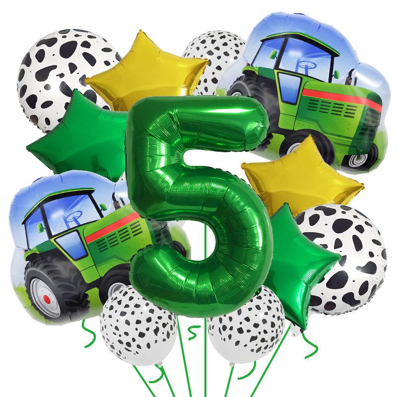

Тематическая вечеринка «Сельскохозяйственная техника» Набор зеленых цифровых шаров «Трактор» 32 дюйма Фотобутафория на фермерскую тематику Agricultural Vehicle Number 5