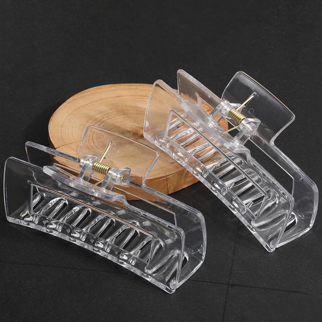 Transparent Square Large Scratch-off Clip for Women's Hair Multiple Curls Shark Claw Clip Summer Transparent Clip