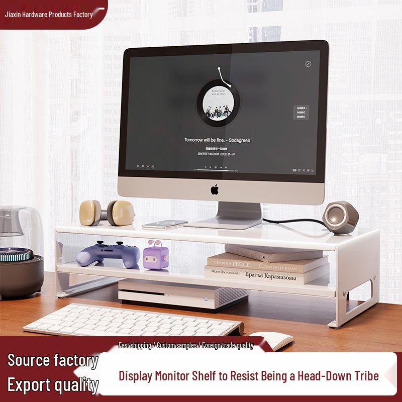Desktop Riser with Storage and Monitor Stand White No-Installation Stand (Single Layer)
