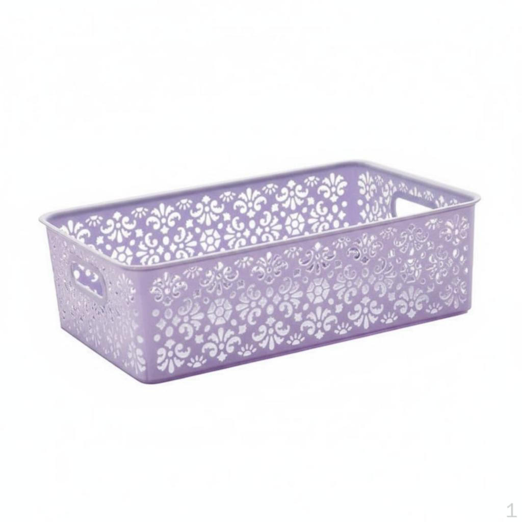 Decorative Storage Box Versatile Hollow Basket Stackable Lace Pattern Organizer Bin for