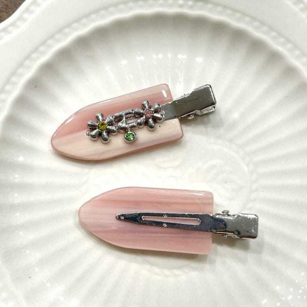 Rhinestones Acetate Hairpin Metal Makeup Hair Clip Creative Traceless Hairpin  Daily