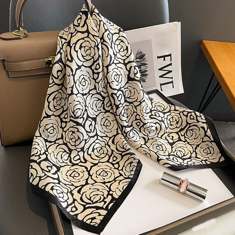 Szalik 100% Jedwab Damski Jedwab Morwowy Luksusowy Wysoka Jakość Kwadratowy Modny Nadruk Chustka do Włosów Chustka na Szyję Szal Damski Zawijki Hidżab Bandana Szaliki