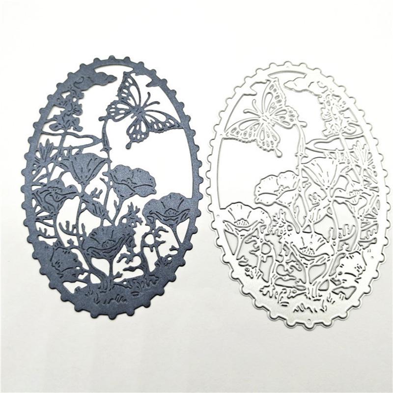 Oval Butterfly Art Background Metal Stencil Embossing Cutting Dies for Diy Scrapbooking Paper  Stamps for Card Embossing Craft Decor