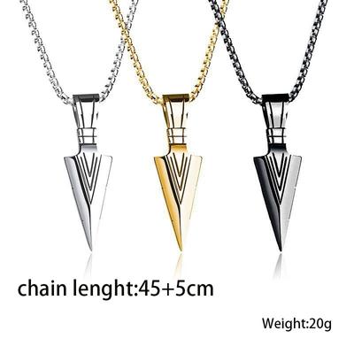 New Personalized Triangular Spearhead Men's Couple Alloy Retro Arrow Necklace Pendant